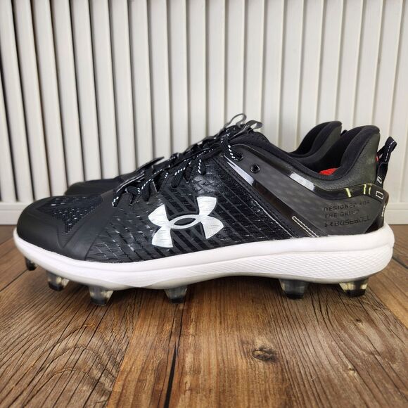 Under Armour Yard Low ST Baseball Cleats Mens Sz 10.5 Black Metal Spikes 3025591 - Picture 3 of 9